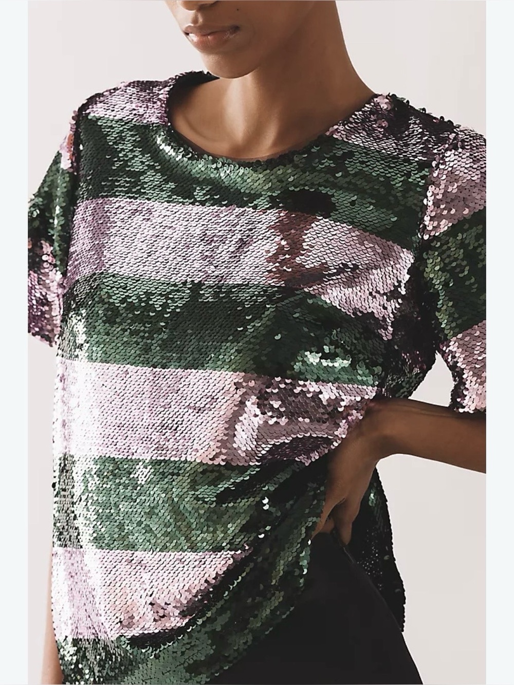 NEW Anthropologie Maeve Sequin Striped Blouse Top Women XL Party Disco Festive